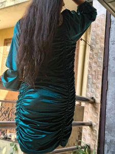 Teal Ruched Party Dress