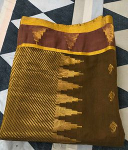 Elegant Brown & Gold Saree