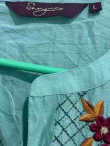 Beautiful Mint Green Kurta Set with Red Dupatta