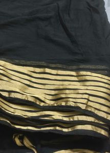 soft golden zari border georgette