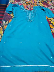 Beautiful Teal Kurta with Mirror Work