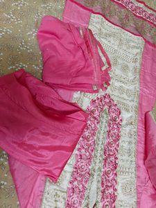 Designer Pink &amp; Cream Kurta Set