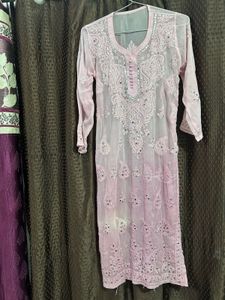 Pink Chikankari Kurta