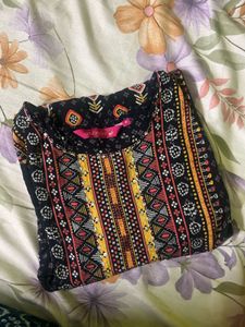 Black Printed Kurta