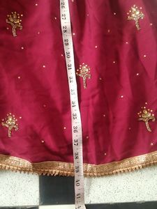 Maroon Sharara With Work Lace