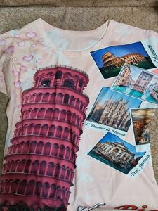 Cute Pink Pisa Tower & Italy Collage T-Shirt