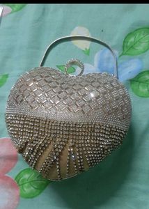 Heart Shaped Embellished Clutch
