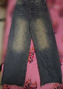 Wide Leg Blue Denim Jeans