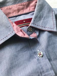 Classy blue red detailed shirt