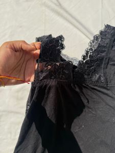 Black Lace Trim Camisole Top