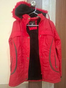 Red Fur Hooded Winter Jacket