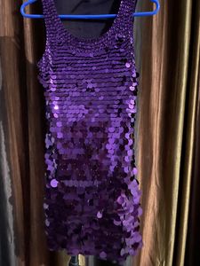 Purple Sequin Mini Dress