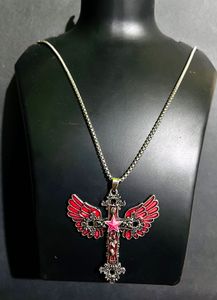 Gothic Winged Cross Pendant Necklace