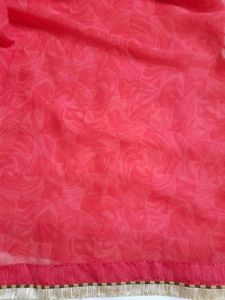 Raddish Red Embroidery Work Saree with Blouse