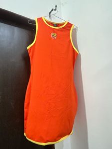 Orange Cartoon Print Dress