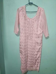 Beautiful Pink Embroidered Kurta ith sharara