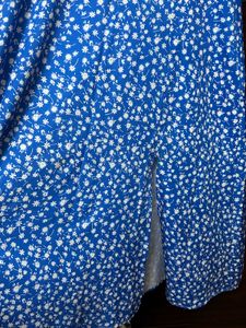 Blue Floral Puff Sleeve Midi Dress