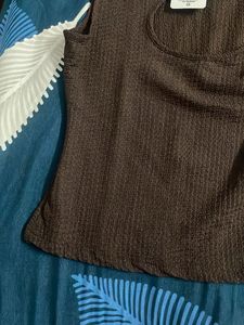 SHEIN Brown Cut-Out Sleeveless Top