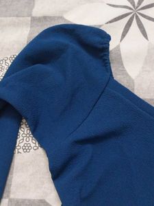 Blue Long Sleeve Wrap Top