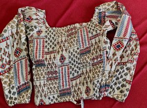 Boho Floral Print Tie Front Top
