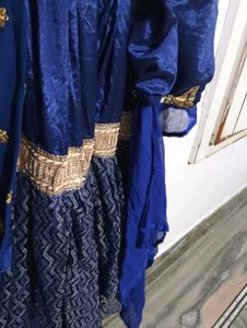 Stunning Blue Kurta Set with Gold Embroidery