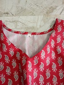 Red Paisley Print Kurta with Bell Sleeves