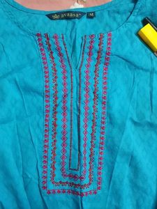 Turquoise Embroidered Kurta