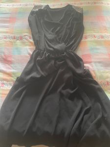 Little Black Dress - Sleeveless, Embellished Shoul