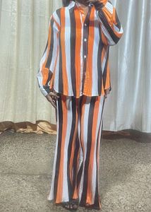 Striking Pleated Striped Button-Up Top