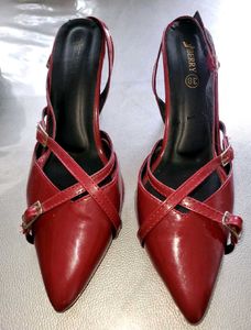 Stylish Red Patent Slingback Heels