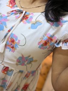 New piece Customized Floral Print White Maxi Dress