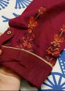 Maroon Kurta with Gold Print