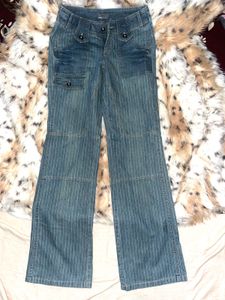 it girl low waist y2k Striped Flare Leg Jeans