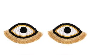Evil Eye Beaded Fan Earrings