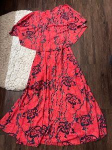 Elegant Red Floral Gown