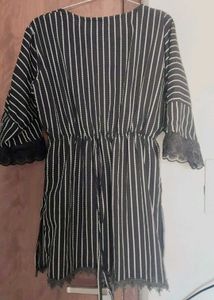Black &amp; White Striped Mini Dress