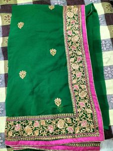 Embroidered Green Saree