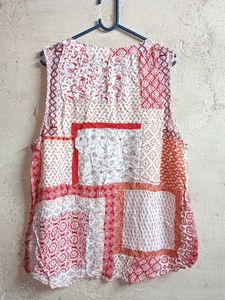 Boho Patchwork Sleeveless Blouse Oversized