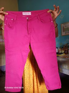 Bright Pink Cropped Jeans