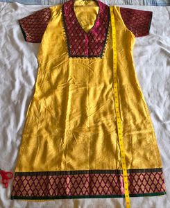 Vibrant Yellow Kurta with cotton bottom