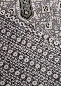 Elegant Grey Paisley Print Kurta (Unstitched)