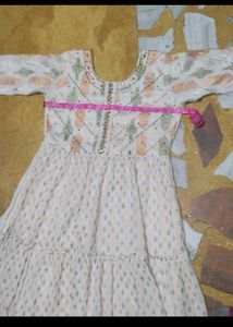 White Printed Long Kurti