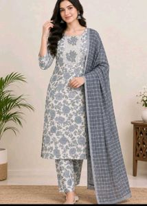 Floral Print Kurta Set with Dupatta