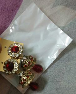 Light Weight Red Kundan Jhumki