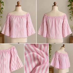 Pink Striped Off-Shoulder Top