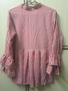 Chic Red Striped Peplum Top