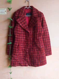 ❤️Size L To XL Guess Burgundy Tweed Coat