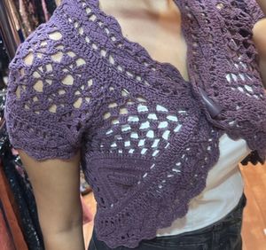 Mango crochet purple shrug