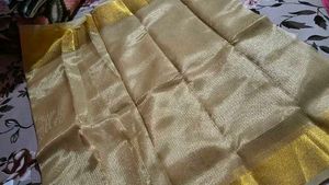 Elegant Gold Organza Saree