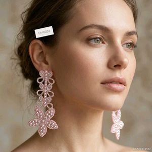 Sparkling Pink Floral Drop Earrings